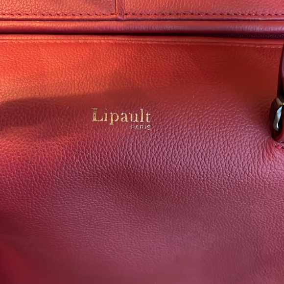 NWT Lipault Plume Elegance bowling bag M 100% leather in the color ruby - Picture 10 of 13